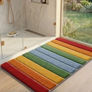 Alternative view of Piano Key Bath Mat, Colorful Flocked Bathroom Rug, Absorbent Non Slip Mat