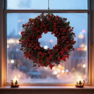 Christmas Wreath for Front Door, Artificial Holiday Wreath, Festive Greenery Garland, Winter Door Decor, Farmhouse Decoration - Image 9