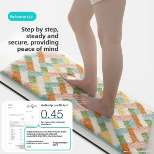 Geometric Bathroom Rug, Thick Microfiber Bath Mat, Absorbent Non Slip Floor Mat - Image 4
