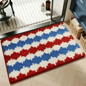 Geometric Bathroom Rug, Thick Microfiber Bath Mat, Absorbent Non Slip Floor Mat - Image 13