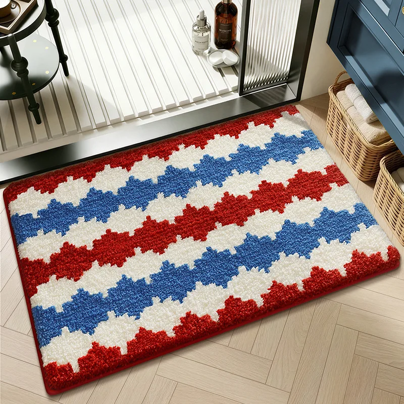 Geometric Bathroom Rug, Thick Microfiber Bath Mat, Absorbent Non Slip Floor Mat - Image 13