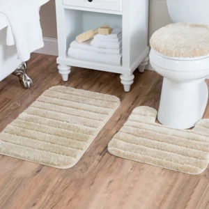 3 Piece Bathroom Rug Set, Non Slip Microfiber Bath Mats, Absorbent Toilet Set - Image 4