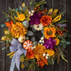 Fall Pumpkin Wreath, Autumn Front Door Wreath, Farmhouse Harvest Decor, Rustic Pumpkin Wreath, Thanksgiving Door Decoration, Fall Home Decor - Image 4