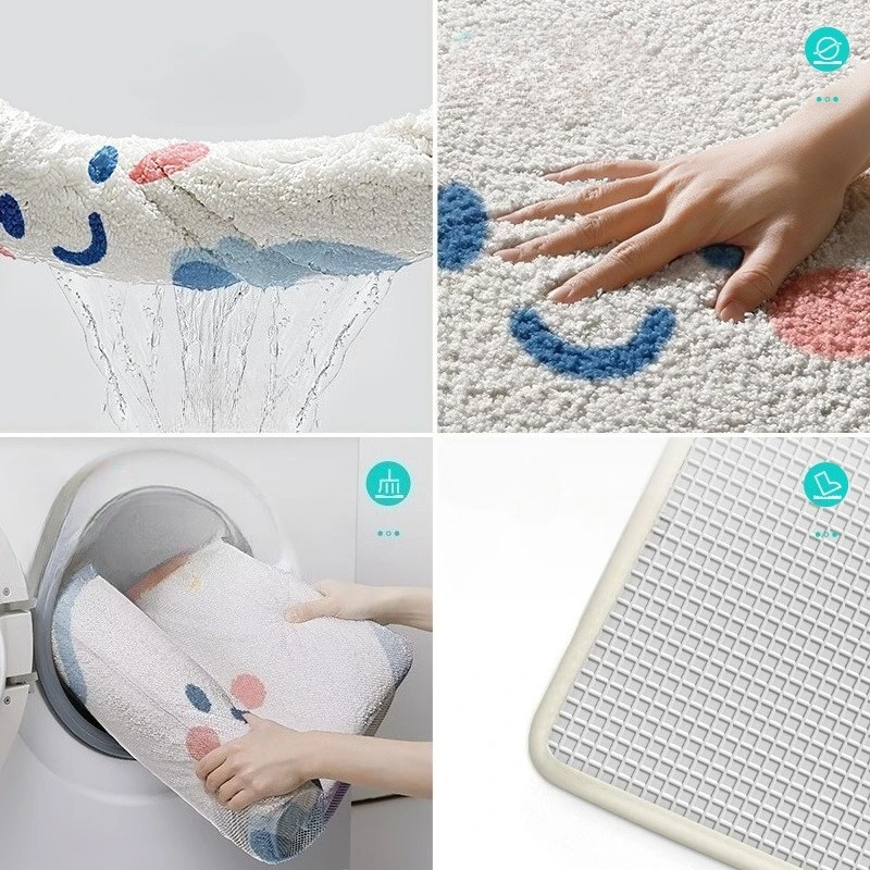 Cloud Bath Mat for Kids, Soft Microfiber Bathroom Rug, Non Slip Floor Mat - Image 3