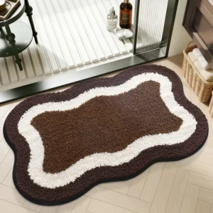 Geometric Bathroom Rug, Thick Microfiber Bath Mat, Absorbent Non Slip Floor Mat - Image 11