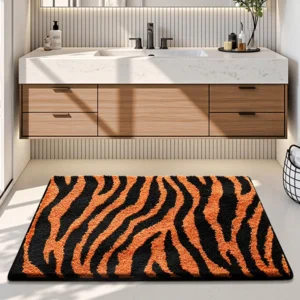 Zebra Bath Mat, Multicolor Bathroom Rug, Soft Absorbent Non Slip Shower Mat - Image 4