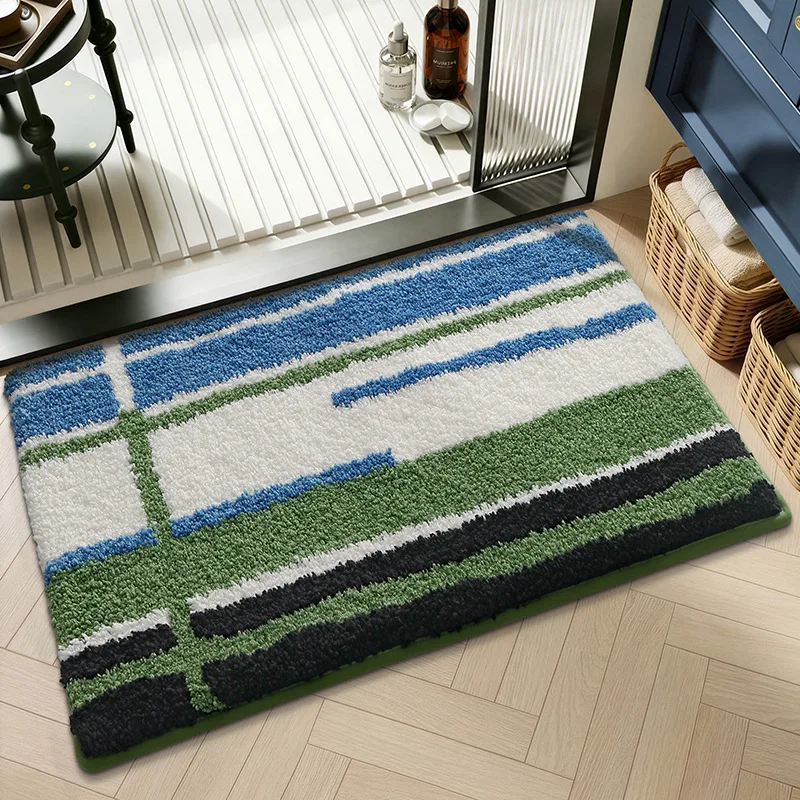 Geometric Bathroom Rug, Thick Microfiber Bath Mat, Absorbent Non Slip Floor Mat - Image 26