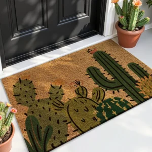 Alternative view of Sunflower Coir Look Doormat, Rustic Outdoor Door Mat, Heavy Duty Dirt Trapper, Farmhouse Front Porch Rug, Non Slip Entrance Mat, Floral Mat