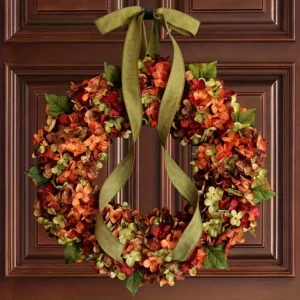 Autumn Hydrangea Wreath, Fall Front Door Decor, Rustic Floral Wreath, Elegant Wall Hanging, Home Decor - Image 7