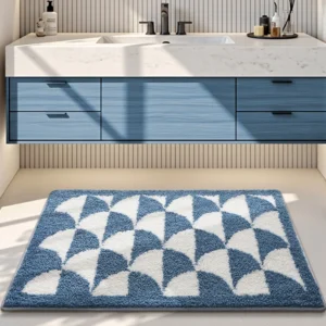 Flocked Bathroom Rug, Absorbent Non Slip Bath Mat, Soft High Low Pile Floor Mat - Image 24