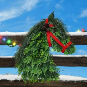 Horse Head Christmas Wreath, Equestrian Farmhouse Door Decor, Rustic Horse Lover Holiday Wreath, Country Christmas - Image 6