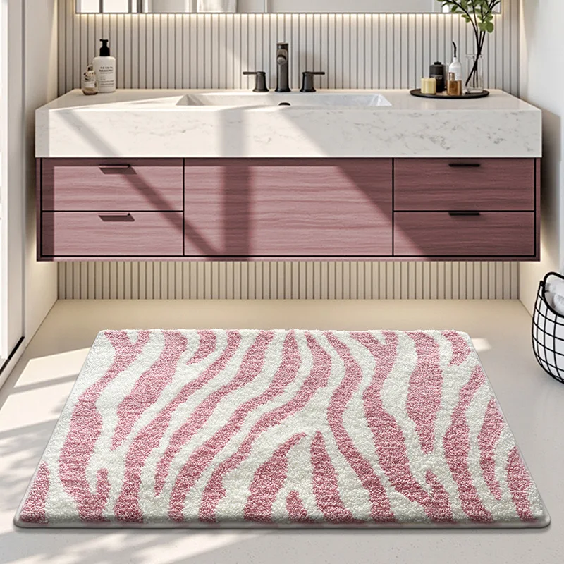 Zebra Bath Mat, Multicolor Bathroom Rug, Soft Absorbent Non Slip Shower Mat - Image 7