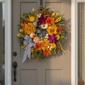Fall Pumpkin Wreath, Autumn Front Door Wreath, Farmhouse Harvest Decor, Rustic Pumpkin Wreath, Thanksgiving Door Decoration, Fall Home Decor - Image 8