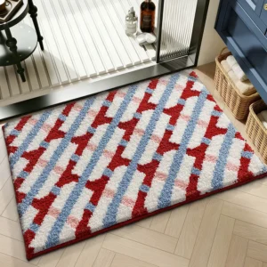 Geometric Bathroom Rug, Thick Microfiber Bath Mat, Absorbent Non Slip Floor Mat - Image 12