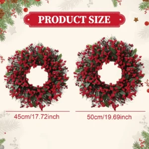 Christmas Wreath for Front Door, Artificial Holiday Wreath, Festive Greenery Garland, Winter Door Decor, Farmhouse Decoration - Image 5