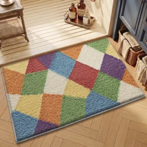 Plaid Bathroom Rug, Colorful Soft Bath Mat, Absorbent Non Slip Floor Mat - Image 7