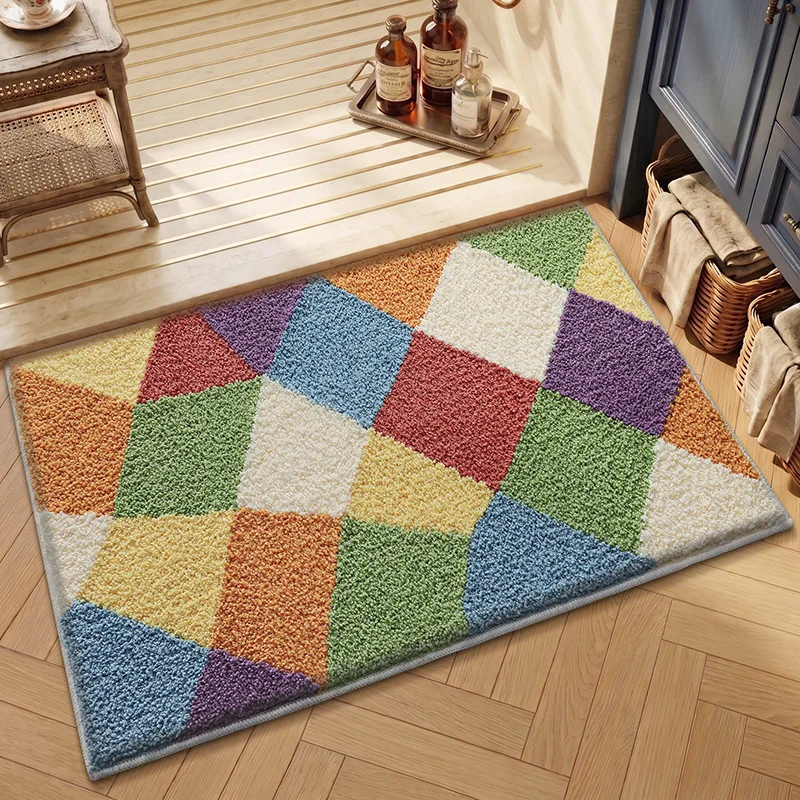 Plaid Bathroom Rug, Colorful Soft Bath Mat, Absorbent Non Slip Floor Mat - Image 7