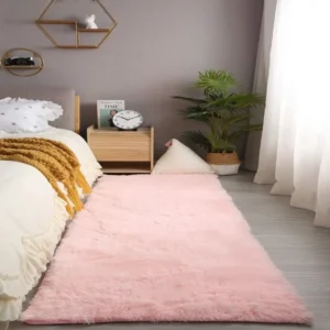 Alternative view of Pink Shaggy Rug for Girls Bedroom, Fluffy Kids Area Rug, Soft Nursery Carpet, Cozy Bedroom Floor Decor
