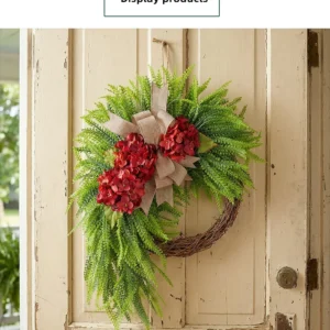 Artificial Hydrangea Wreath with Bow, Farmhouse Door Decor, Rustic Floral Wreath, Front Door Hanging, Rattan Circle Wreath, Home Wall Decor - Image 11