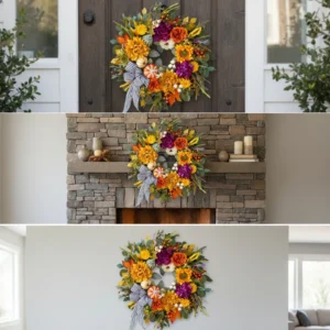 Fall Pumpkin Wreath, Autumn Front Door Wreath, Farmhouse Harvest Decor, Rustic Pumpkin Wreath, Thanksgiving Door Decoration, Fall Home Decor - Image 6