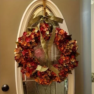 Autumn Hydrangea Wreath, Fall Front Door Decor, Rustic Floral Wreath, Elegant Wall Hanging, Home Decor - Image 8