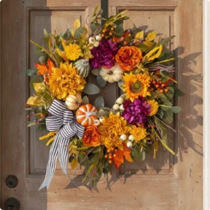 Fall Pumpkin Wreath, Autumn Front Door Wreath, Farmhouse Harvest Decor, Rustic Pumpkin Wreath, Thanksgiving Door Decoration, Fall Home Decor - Image 9