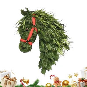 Horse Head Christmas Wreath, Equestrian Farmhouse Door Decor, Rustic Horse Lover Holiday Wreath, Country Christmas