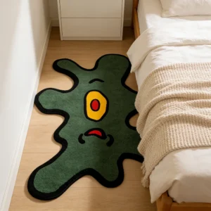 Monster Shaped Rug, Green Cartoon Area Rug, Fun Irregular Floor Mat, Playful Kids Bedroom Decor, Soft Carpet - Image 4