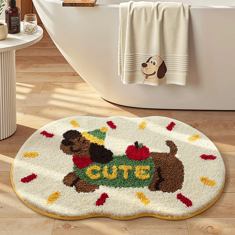 Cartoon Bathroom Rug, Soft Flocked Bath Mat, Absorbent Non Slip Floor Mat - Image 3