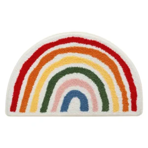 Alternative view of Rainbow Bathroom Mat, Irregular Floor Rug, Non Slip Absorbent Entryway Mat