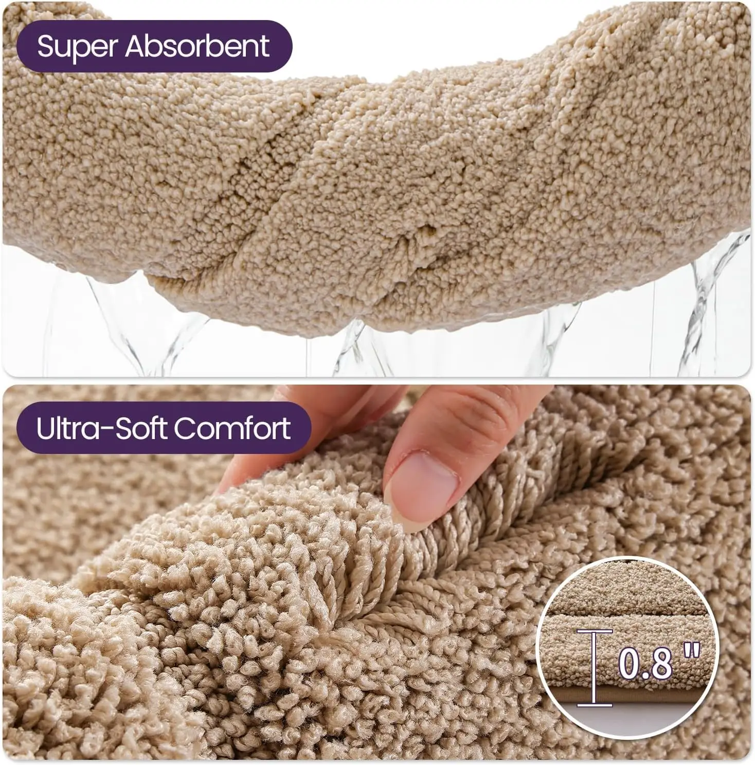 Extra Long Bathroom Runner, 60x110cm Non Slip Bath Mat, Soft Microfiber Rug - Image 3