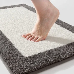 Alternative view of Minimalist Flocked Bath Mat, Soft Plush Bathroom Rug, Absorbent Non Slip Floor Mat