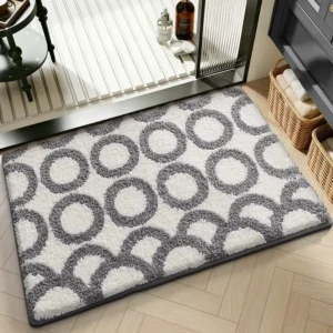 Geometric Bathroom Rug, Thick Microfiber Bath Mat, Absorbent Non Slip Floor Mat - Image 24
