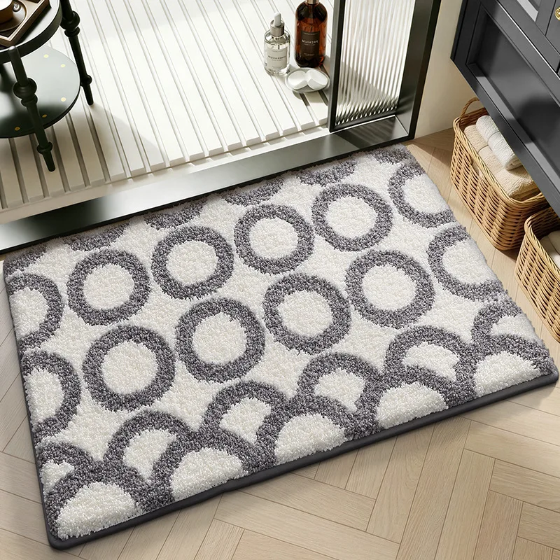 Geometric Bathroom Rug, Thick Microfiber Bath Mat, Absorbent Non Slip Floor Mat - Image 24