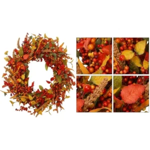 Maple Leaf Wreath, Autumn Berry Wreath, Orange Fall Door Decor, Harvest Wreath, Thanksgiving Home Decor, Rustic Wall Decoration - Image 9