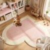 Heart Shape Plush Area Rug - Modern Bedroom Carpet for Living Room, Soft Fluffy Floor Mat