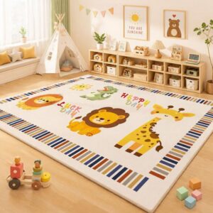 Alternative view of Nordic Style Large Area Rug - Cartoon Bedroom Carpet for Living Room, Thick Plush Floor Mat