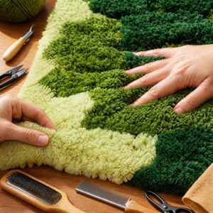 Alternative view of Forest Moss Bedside Rug - Hand Tufted 3D Plush Bathroom Mat, Soft Bedroom Living Room Decor