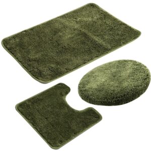 3 Piece Bathroom Rug Set, Non Slip Microfiber Bath Mats, Absorbent Toilet Set - Image 12