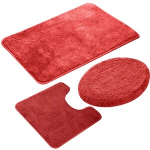 3 Piece Bathroom Rug Set, Non Slip Microfiber Bath Mats, Absorbent Toilet Set - Image 9
