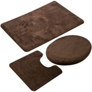 3 Piece Bathroom Rug Set, Non Slip Microfiber Bath Mats, Absorbent Toilet Set - Image 10