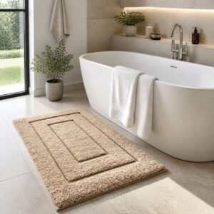 Washable Bathroom Rug, Soft Microfiber Bath Mat, Non Slip Shower Floor Mat