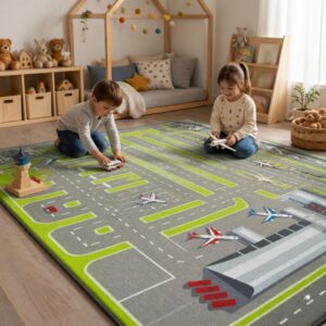 Traffic Play Mat for Kids, Road Rug for Toy Cars, Interactive City Floor Mat, Educational Playroom Decor - Image 5
