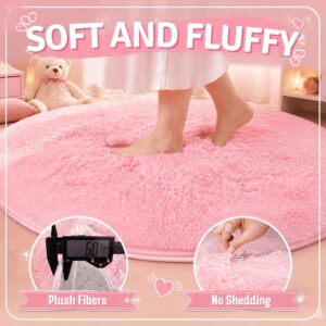 Alternative view of Round Fluffy Rug for Girls Bedroom, Shaggy Circle Area Rug, Soft Kids Nursery Carpet, Cozy Room Decor