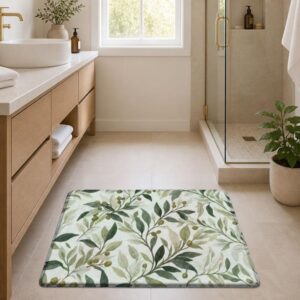 Floral Bath Mat, Extra Thick Soft Bathroom Rug, Absorbent Non Slip Floor Mat