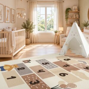 Nordic Style Large Area Rug - Cartoon Bedroom Carpet for Living Room, Thick Plush Floor Mat