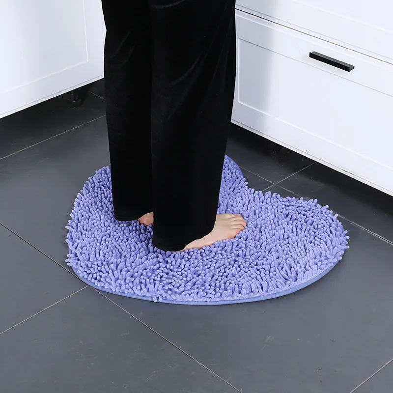 Chenille Heart Bathroom Floor Mats Home Bedroom Bathroom Entrance Non-slip Absorbent Foot Mat Luxury Bathroom Set Free Shipping - Image 3
