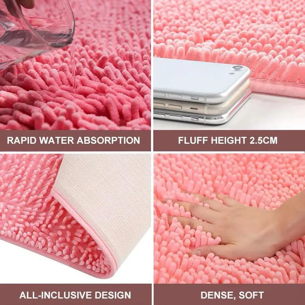 Bathroom Water Absorbent Pet Mat Bathtub Floor Carpet Shower Rug Bath Mat Chenille - Image 3