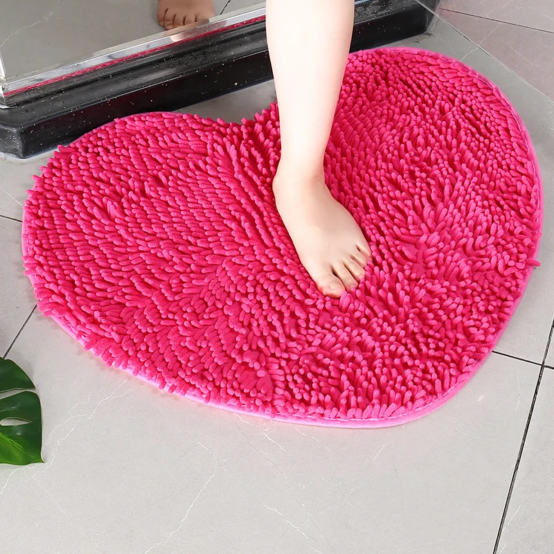Chenille Heart Bathroom Floor Mats Home Bedroom Bathroom Entrance Non-slip Absorbent Foot Mat Luxury Bathroom Set Free Shipping - Image 9