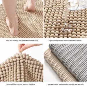 Chenille Bath Mats Encrypted Thickened Short Plush Strong Water-absorbent Non-slip Bathroom Rug Carpet Quick-drying Foot Mat - Image 6